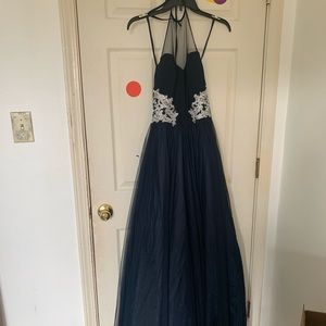 dark blue prom dress